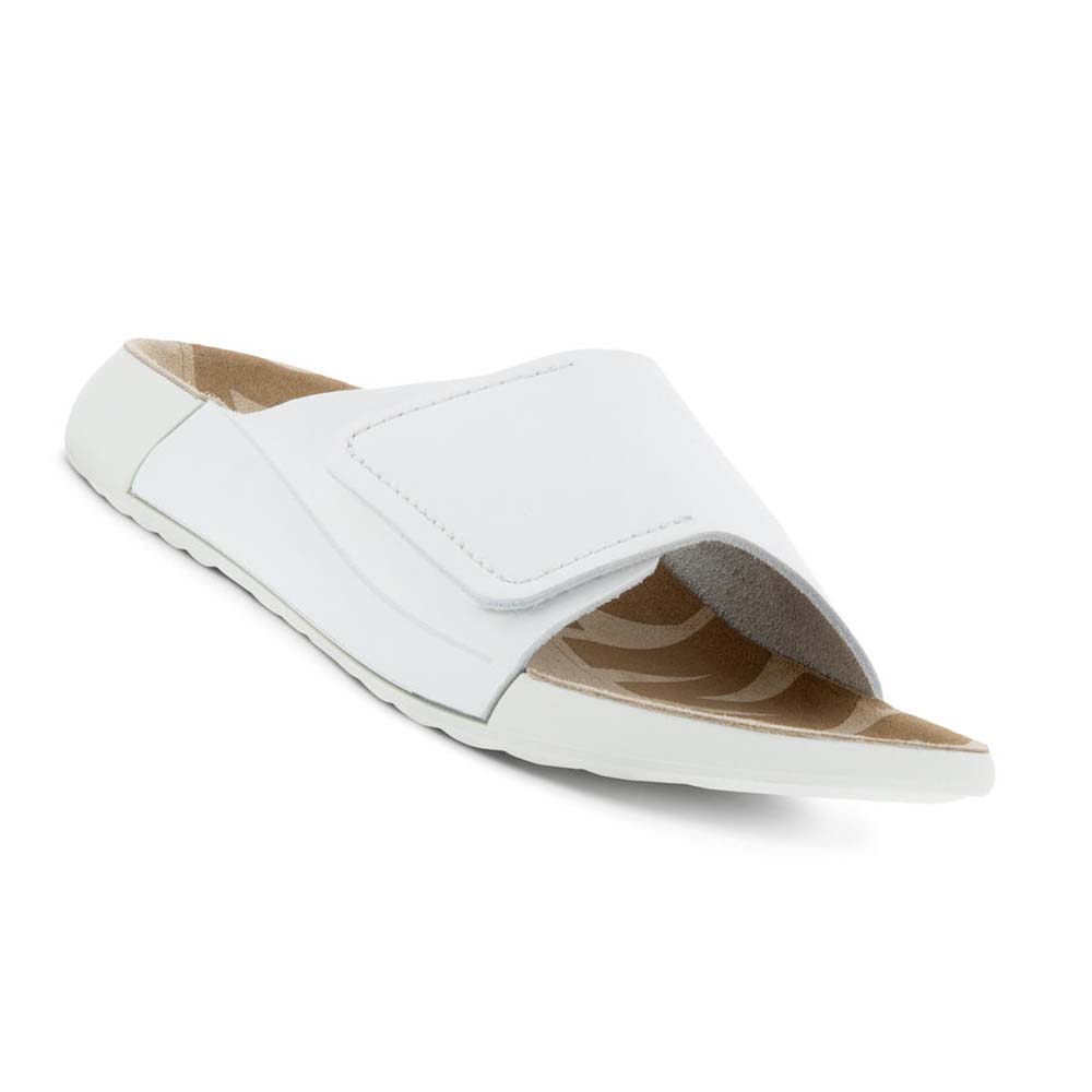 Women's Ecco 2nd Cozmo One Band Sandals White | USA 163YXF